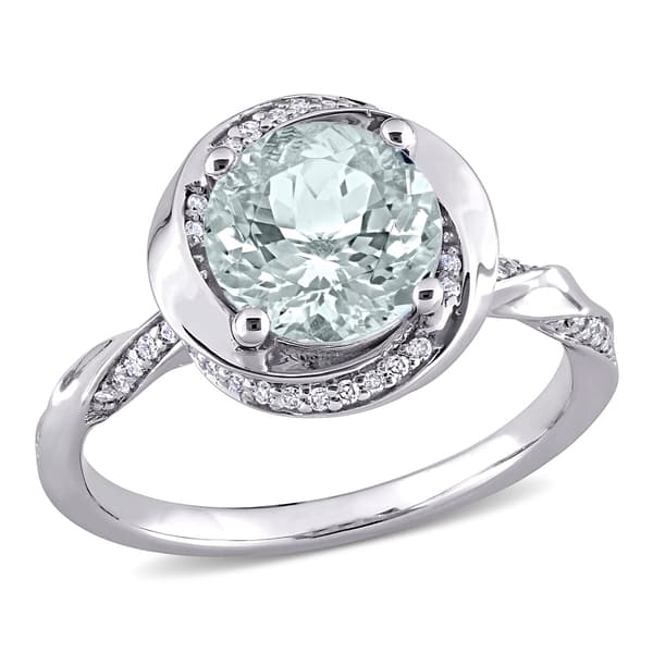 Gemstones Classics&#40;tm&#41; 10kt. White Gold Aquamarine Swirl Ring