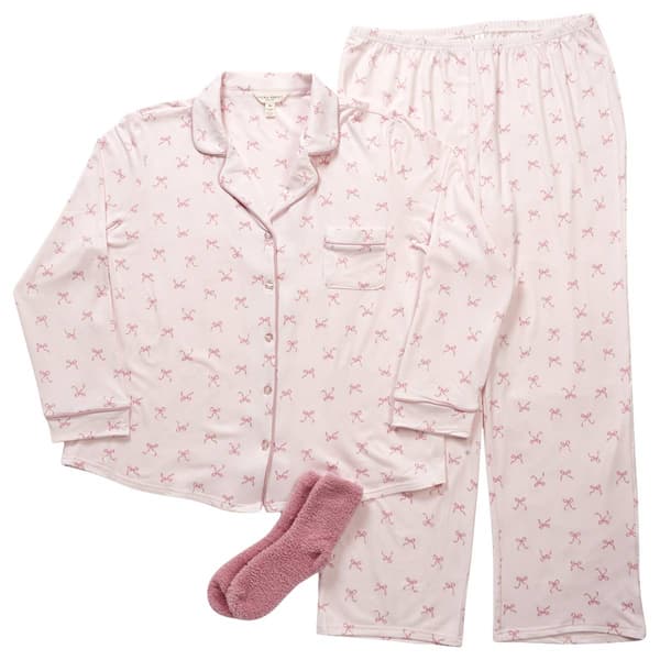 Womens Laura Ashley&#40;R&#41; Folded Romantic Bow Pajama Set with Socks - image 