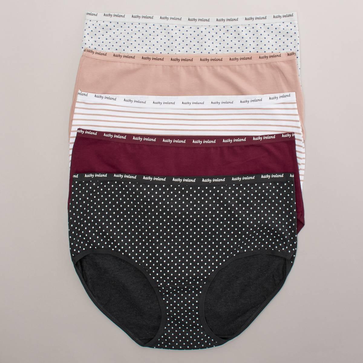Plus Size Kathy Ireland 5Pk Cotton Briefs Panties - 5PKBF1338X