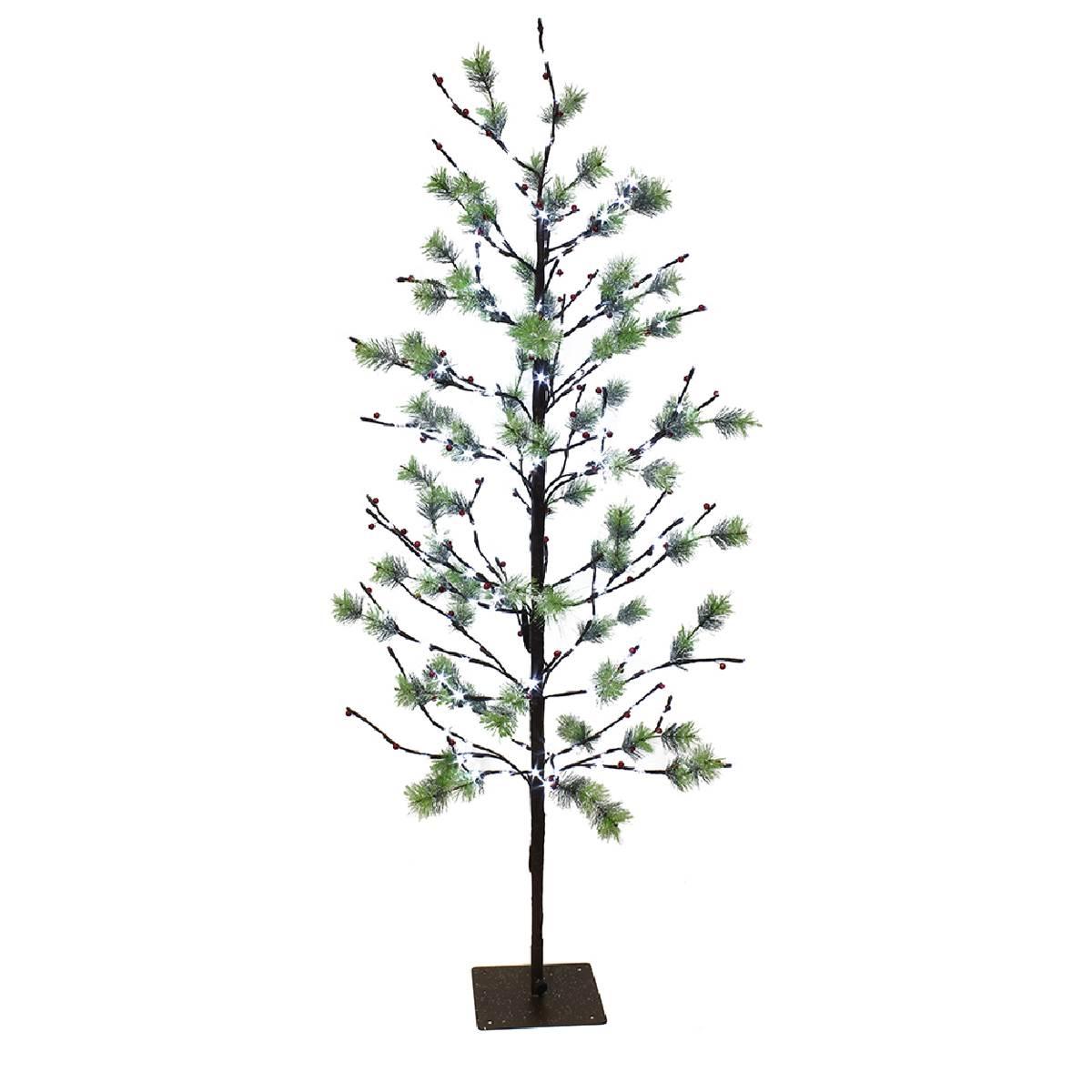 Puleo International 5ft. Pre-Lit LED Red Berry Artificial...