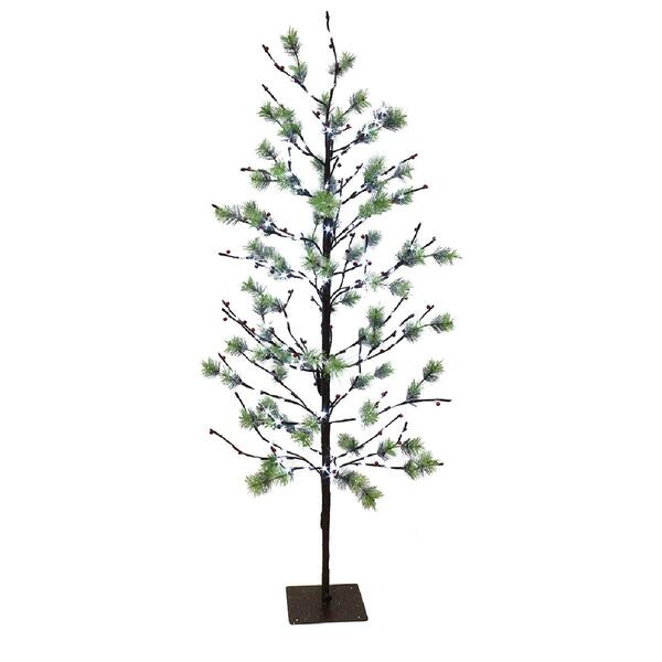 Puleo International 5ft. Pre-Lit LED Red Berry Artificial Tree - image 
