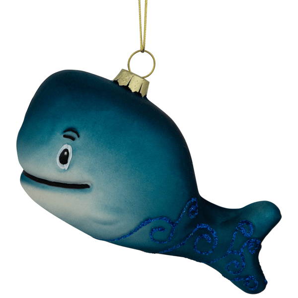 Northlight Glittered Whale Glass Christmas Ornament - image 