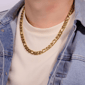 Mens Lynx Gold-Tone Plated Figaro Chain Necklace & Bracelet Set - image 2