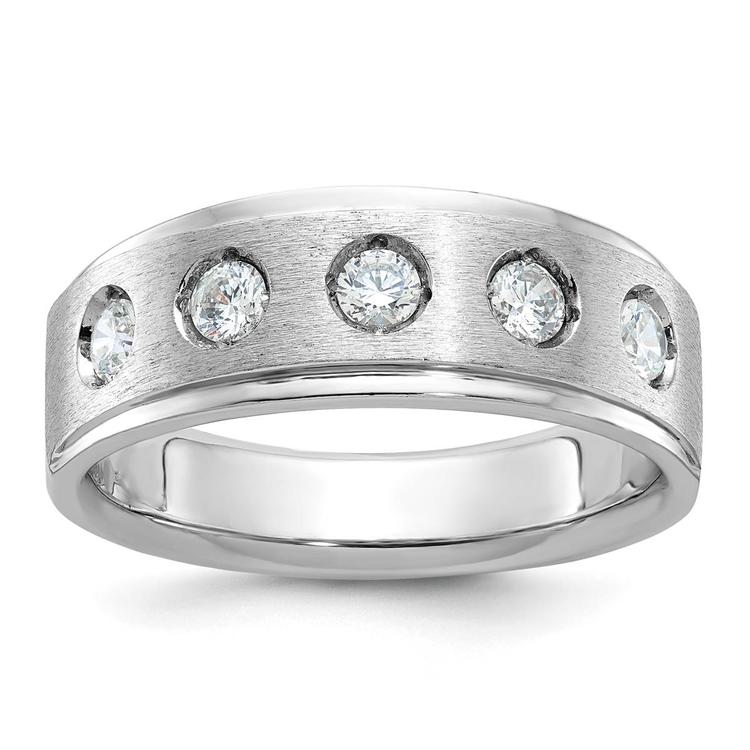 Mens Gentlemens Classics(tm) 14kt. White Gold Diamond Satin Ring