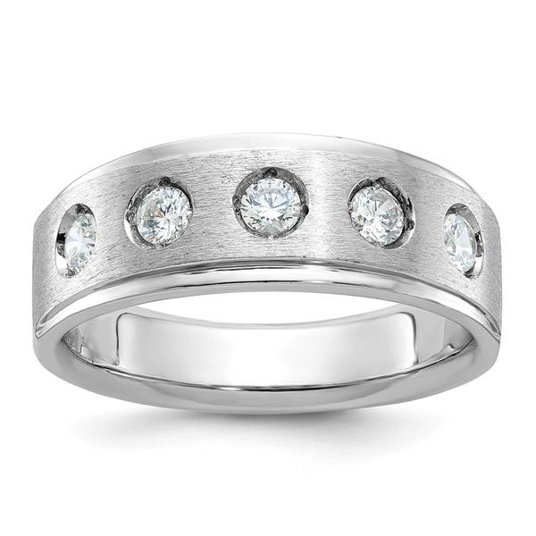 Mens Gentlemens Classics(tm) 14kt. White Gold Diamond Satin Ring - image 
