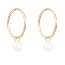 Splendid Pearls 14kt. Gold Pearl 14mm Hoops Earrings
