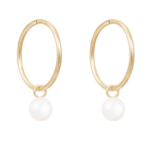 Splendid Pearls 14kt. Gold Pearl 14mm Hoops Earrings