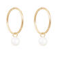 Splendid Pearls 14kt. Gold Pearl 14mm Hoops Earrings - image 2