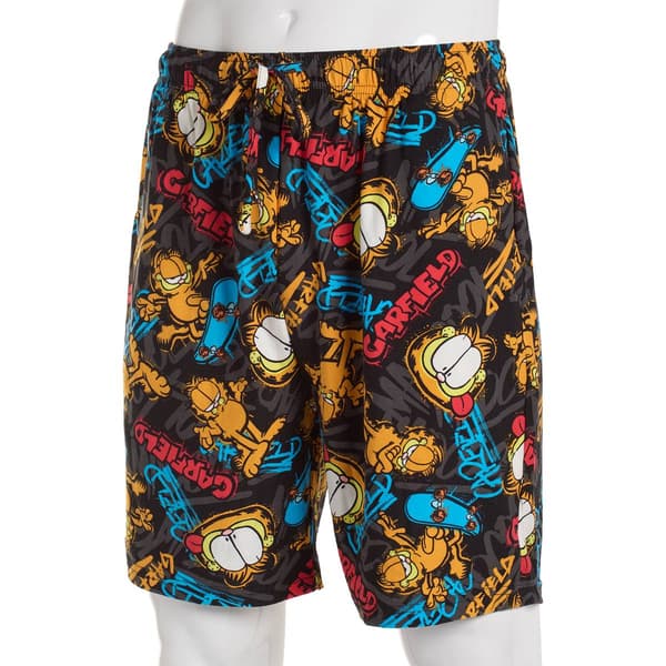 Mens Garfield Pajama Shorts - Grey/Black