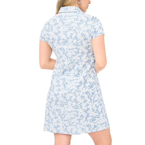Petite MSK Short Sleeve Floral 1/4 Zipper Shift Dress