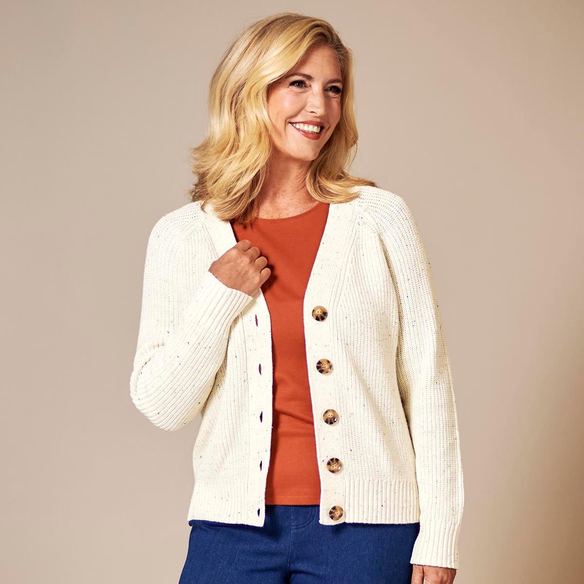 Womens Hasting Smith Long Sleeve Pleat Front Open Cardigan