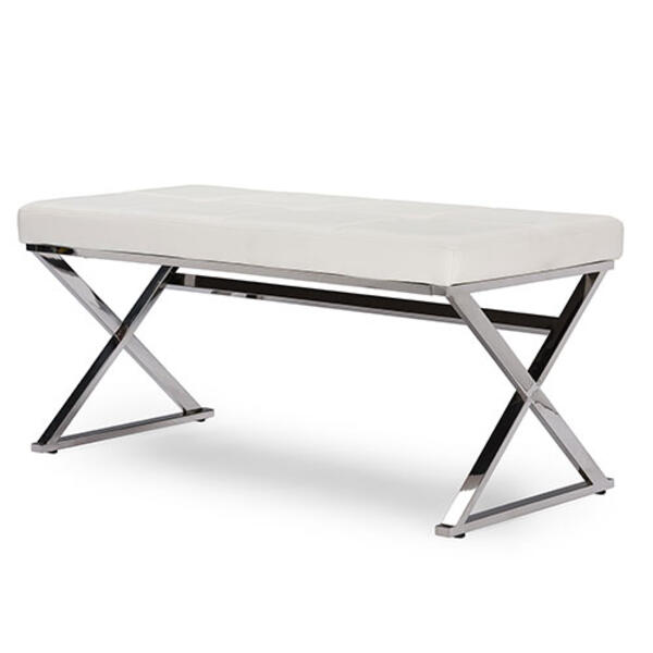 Baxton Studio Herald Stainless Steel & Upholstered Bench
