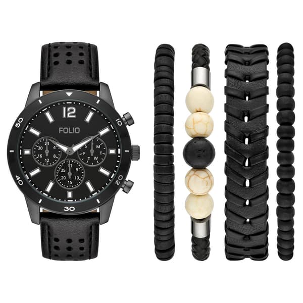 Mens Folio Black Dial Watch & Bracelet Set - FMDFL6090 - image 