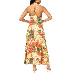 Womens MSK Sleeveless V Neck Tropical Challis Maxi Dress