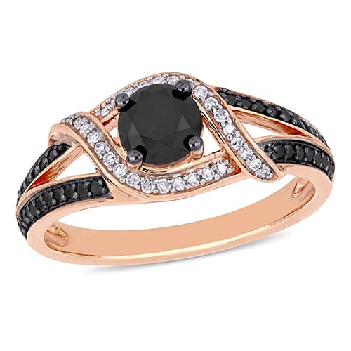 Radiant Rainbow(tm) Rose Gold Black Twist Engagement Ring - image 