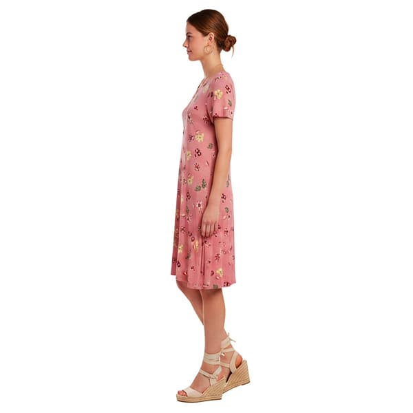Plus Size Architect® Short Sleeve Floral Leaf A-Line Dress