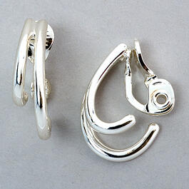 Napier Silver-Tone Double Row Clip On Earrings