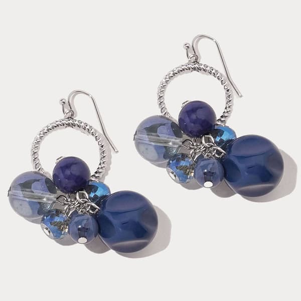 Ashley Cooper(tm) Blue Tone Multi Bead Cluster Earrings - image 