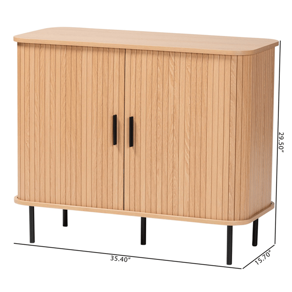 Baxton Studio Lucia Fluted Wood Storage Cabinet