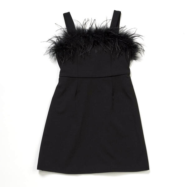 Girls &#40;7-16&#41; Speechless Scuba Crepe Feather Top Dress - image 