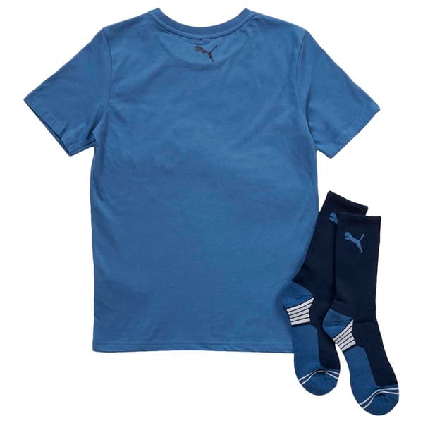 Boys &#40;8-20&#41; Puma&#174; Cotton Jersey Tee with Crew Socks - Blue/Grey