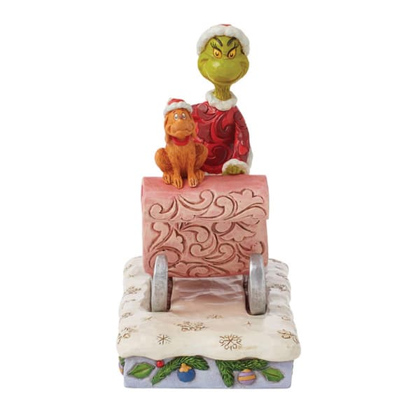Jim Shore Grinch and Max on Sled Christmas Figurine