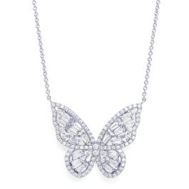 Silver-Plated Cubic Zirconia Butterfly Necklace