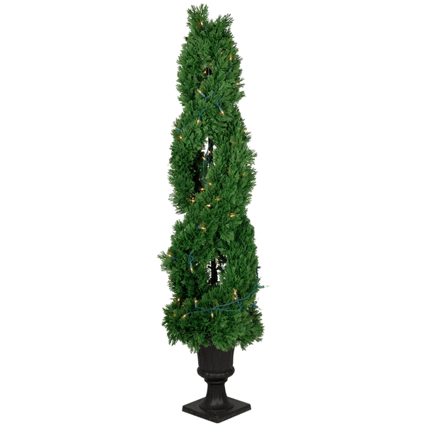 Northlight 4.5ft Real Touch™ Pre-Lit Cedar Double Spiral Tree