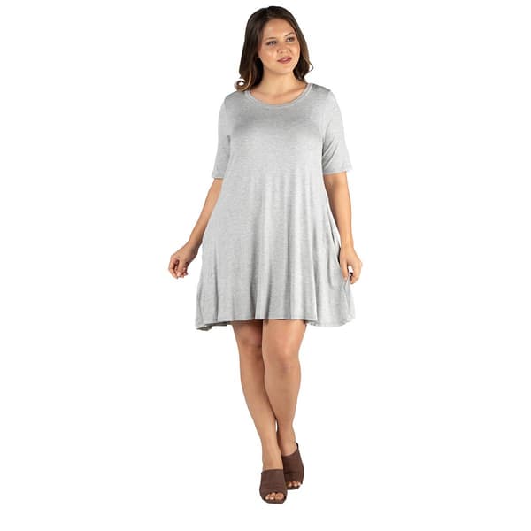Plus Size 24/7 Comfort Apparel Knee Length Fit & Flare Dress