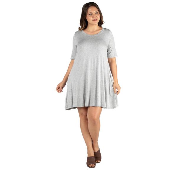 Plus Size 24/7 Comfort Apparel Knee Length Fit & Flare Dress - image 