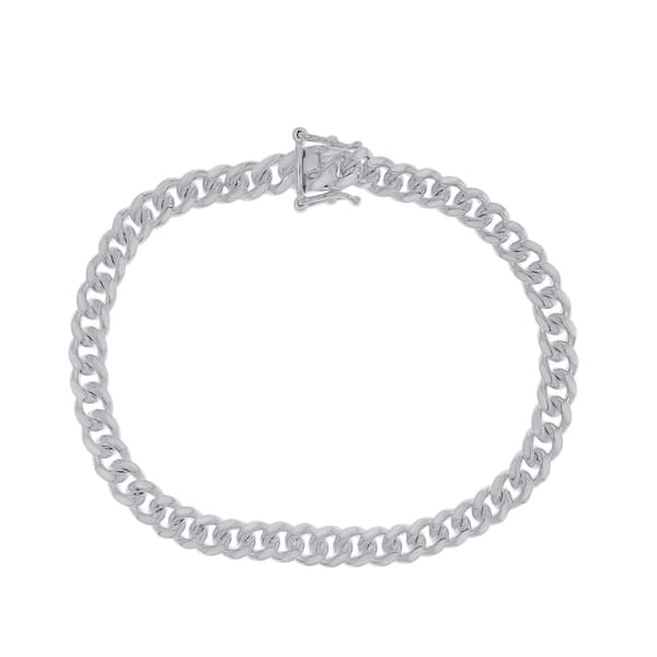 8.5in. Cuban Miami Sterling Silver Chain Bracelet - image 