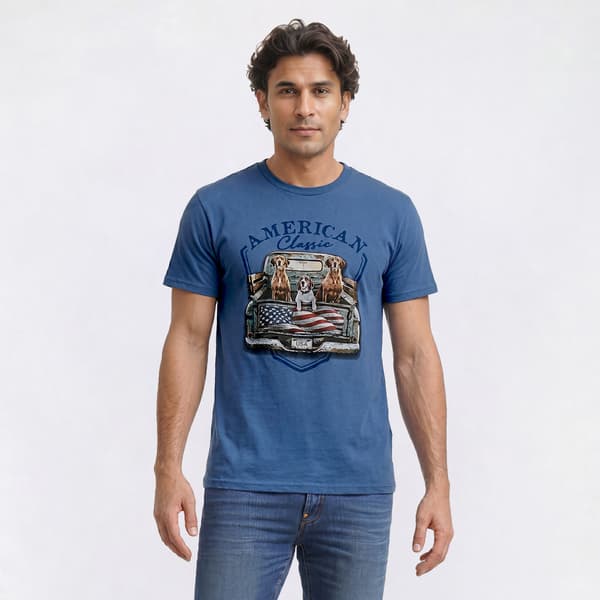 Mens Home of the Brave USA Dog Trio Graphic Tee - image 