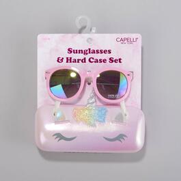 Girls Capelli&#40;R&#41; New York Round Sunglasses & Unicorn Case