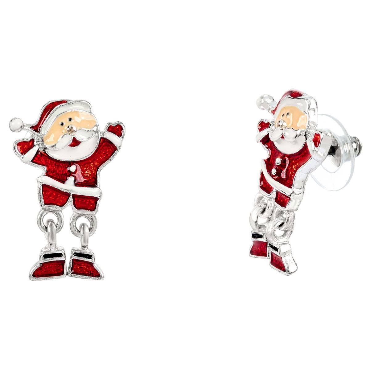 CZ Santa Dangle Earrings