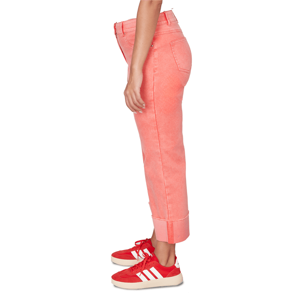 Petite Ruby Rd. Set Sail Sunwashed Cuffed Straight Leg Jeans