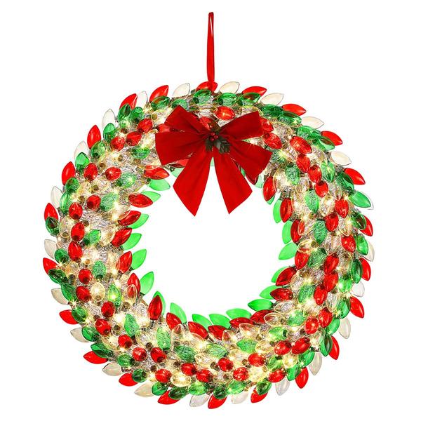 Mr. Christmas 30in. Vintage Red & Green Bulb Wreath - image 