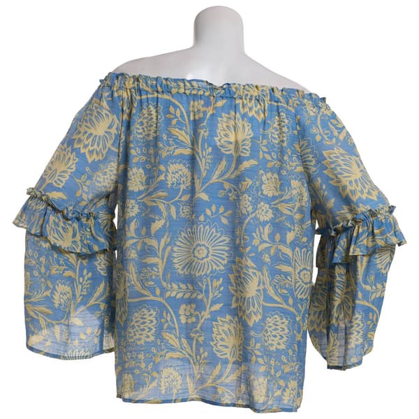 Womens Zac & Rachel 3/4 Bell Sleeve Off The Shoulder Blouse