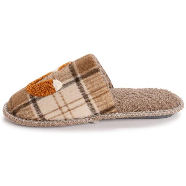 Womens MUK LUKS® Punch Needle Scuff Plaid Fox Slip On Slippers
