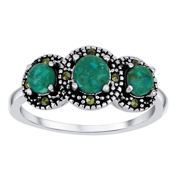 Marsala Reconstituted Turquoise Cabochon Stones Ring - image 