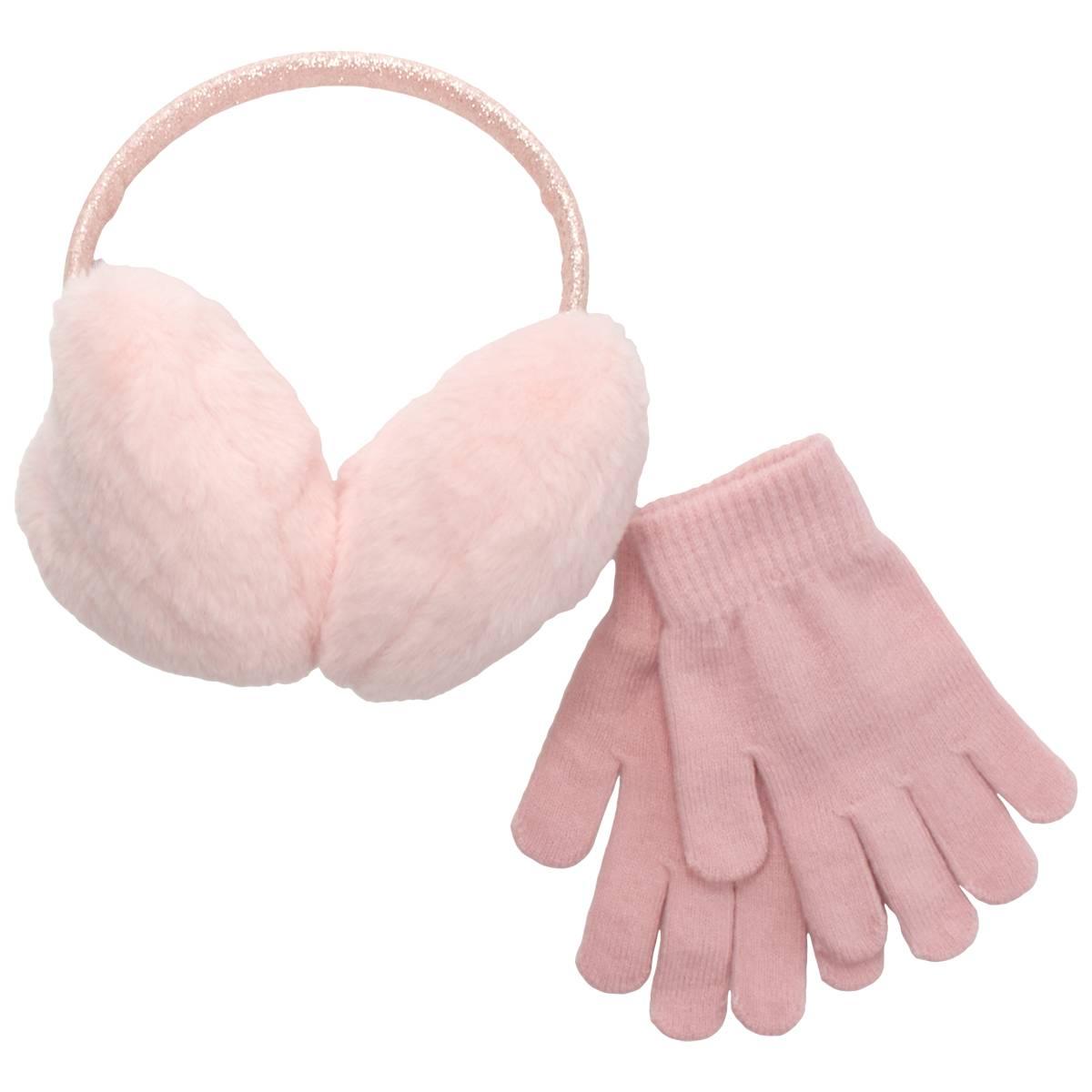 Girls Capelli(R) New York Faux Fur Heart Earmuffs w/ Gloves