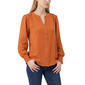 Petite NY Collection Long Smocked Sleeve Studded Detail Blouse - image 3