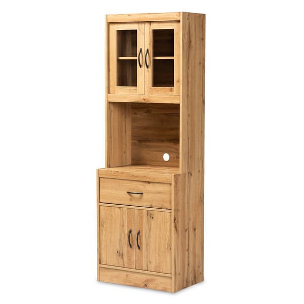 Baxton Studio Laurana Oak Brown Wood Kitchen Cabinet & Hutch