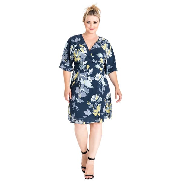 Plus Size Standards & Practices Floral Kimono Wrap Dress - Boscov's