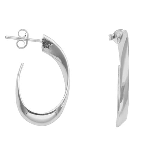 Marsala Sterling Silver Twisted Oval Hoop Earrings - image 