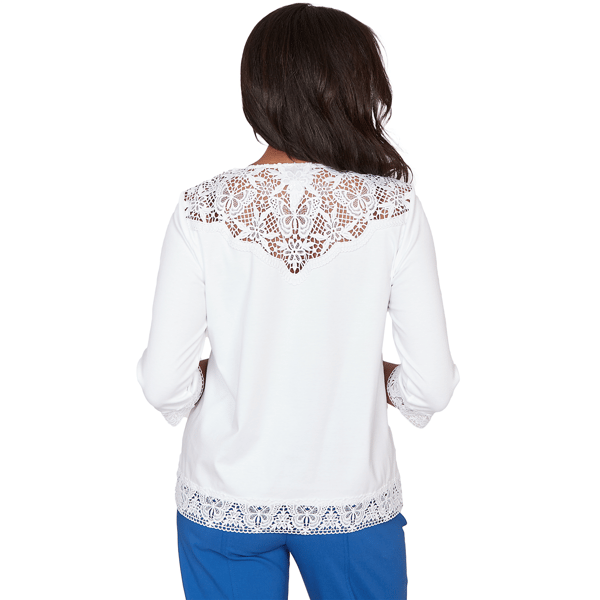 Petite Alfred Dunner The Royal Treatment Lace Trim Blouse