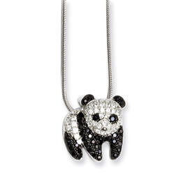Sterling Silver & CZ Panda Necklace