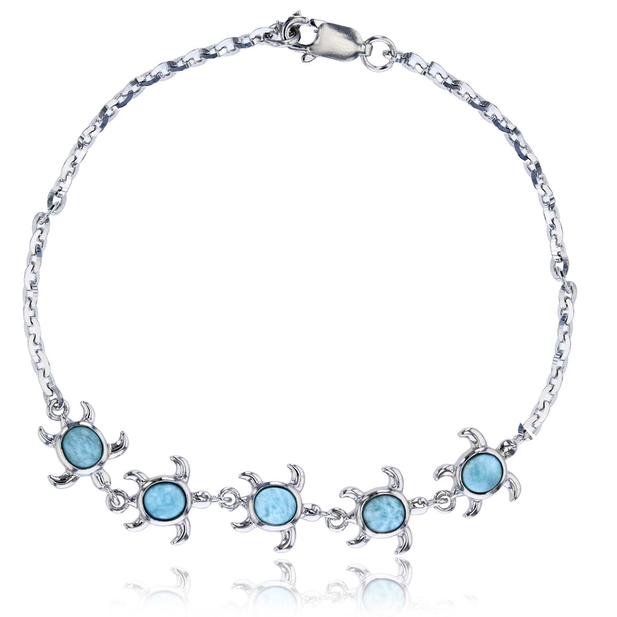 Gemstone Classics™ Silver & Larimar Stone Turtle Bracelet