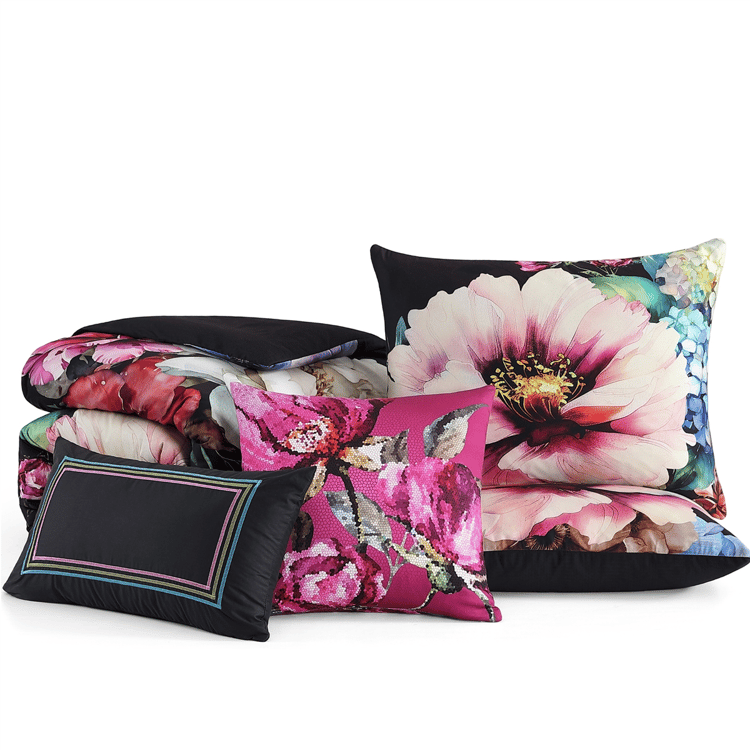 Bebejan Black Night Poppies 5pc. Reversible Comforter Set