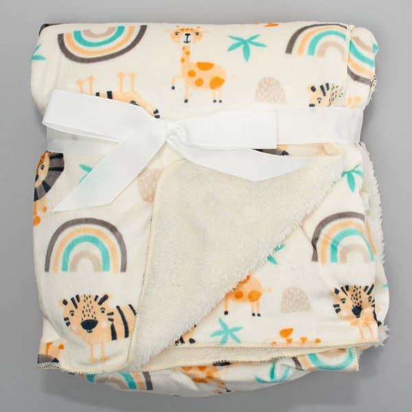 Rene Rofe(R) Safari Rainbow Plush Reversible Blanket - image 