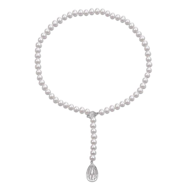 Gemstone Classics&#8482; Sterling Silver Pearl Drop Necklace